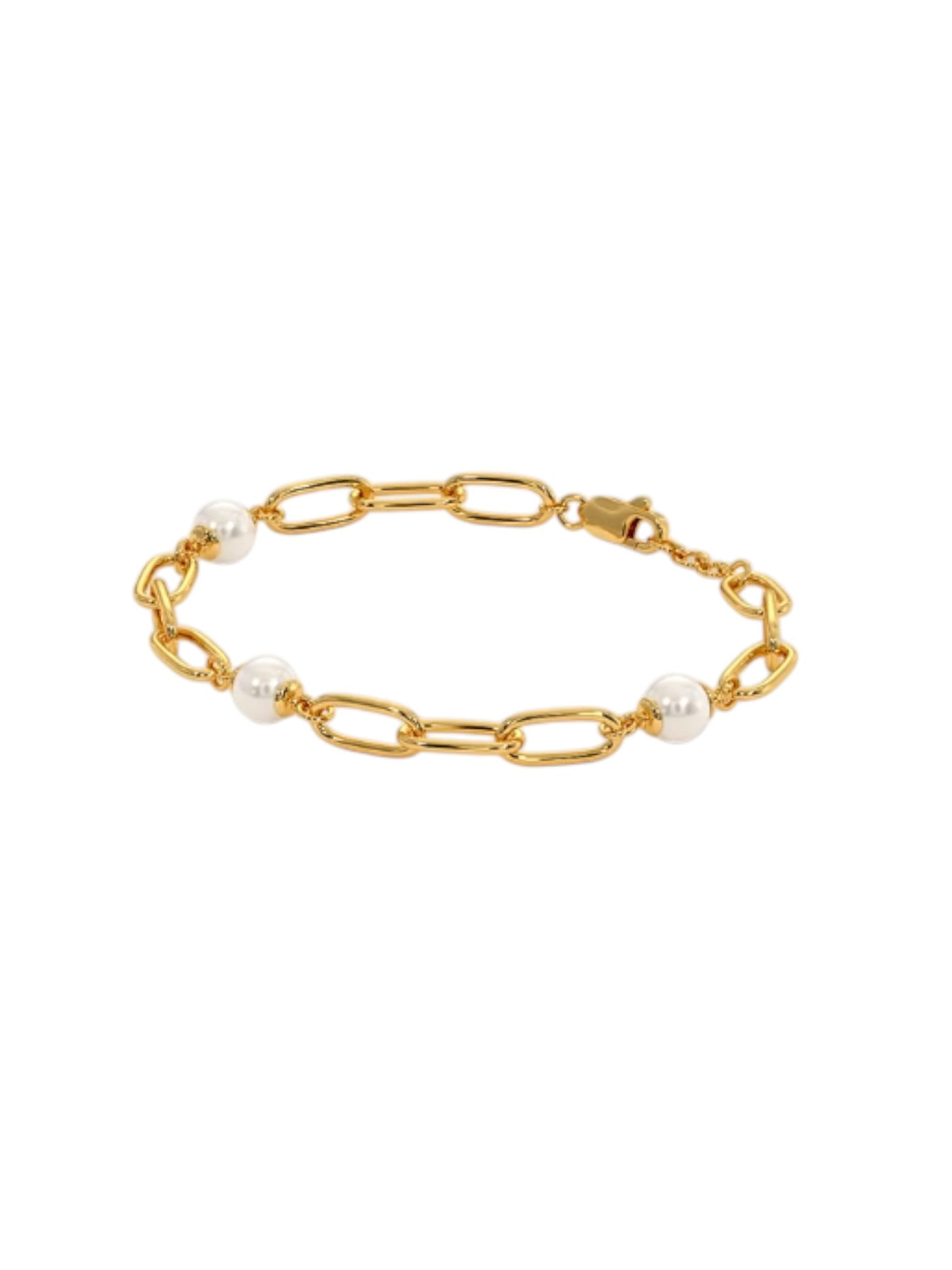 White Pearl Bracelet 925 Sterling Silver Elegant Gold Plated For Women By Kesardeep